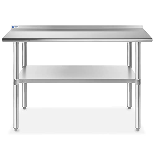 Image of GRIDMANN Stainless Steel Kitchen Prep Table 72 x 30 Inches with Backsplash & Under Shelf, NSF Commercial Work Table for Restaurant and Home