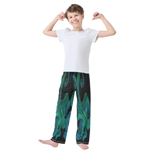 ALAZA Blue Watercolor Kraken Pajama Pants Long Sleep Pant Pajama Bottoms Elastic Waist with Pockets2