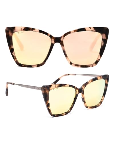 DIFF Becky II Designer Oversized Cat Eye Sunglasses for Women | Tortoise Frames | 100% UV Protection