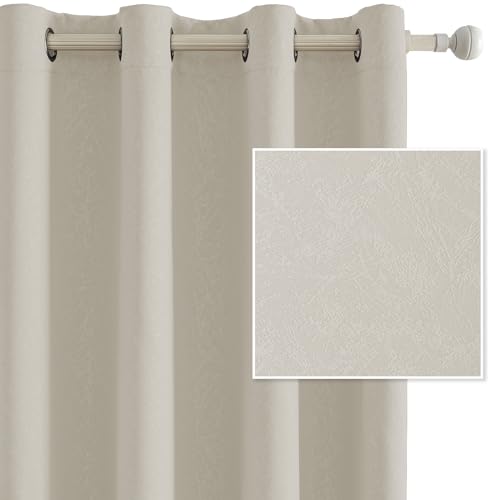 Ystyle Verdunklungsvorhänge 2er Set, Thermovorhang Gegen mit Ösen, 140x240 cm, Modern Gardinen Abdunkelnde Vorhänge Wohnzimmer Schlafzimmer, Schallschutz Vorhang, Beige