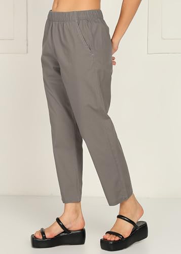 Image of Alan Jones Clothing Womens Mid Rise Cotton Relaxed Ankle Pants | 100% Cotton