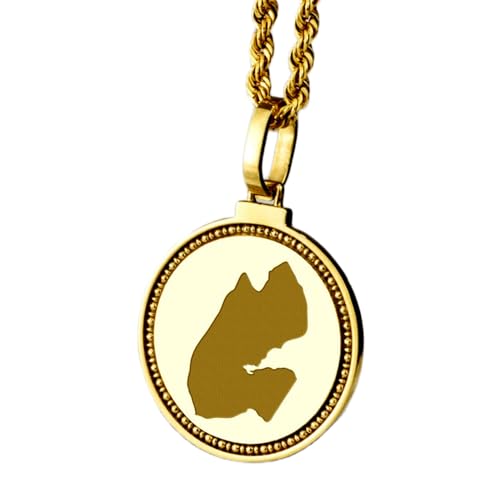 Pendentif rond Djibouti en argent 925 plaqué or, gravure haut de gamme