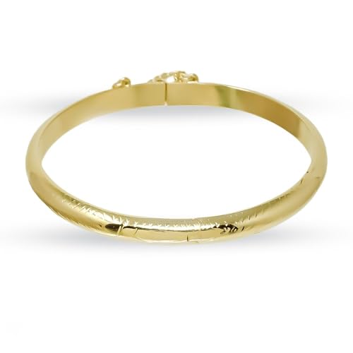 Inmaculada Romero IR Pulsera Rígida Media Caña en Plata de Ley 925m chapada en oro de 65mm. interior y ancho de 7mm.