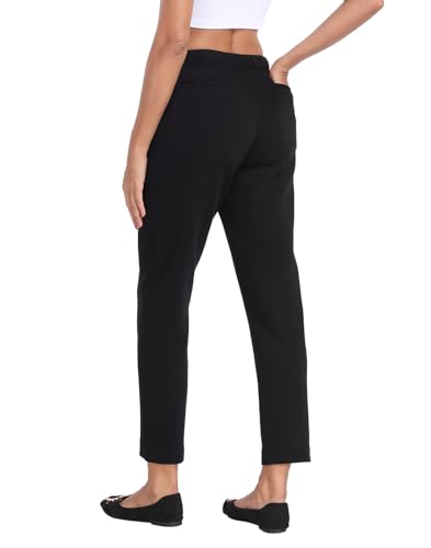 HDE Women's Pull On Pintuck Pants Casual Travel Dressy Sweatpants with Pockets4