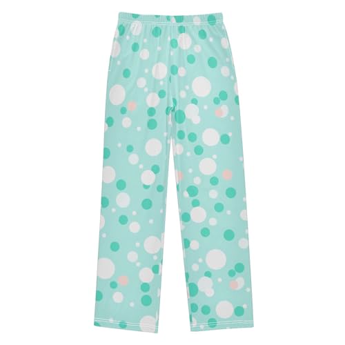 Boys' Pants Blue White Dot Long Bottoms Jogger Pants Elastic Waist Trousers with Pockets S-XL