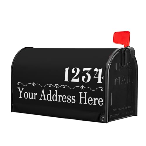 Image of Harooni Personalized Custom Mailbox Covers Magnetic Standard Size 18x21 Inch Custom Numbers Street Mailbox Wraps Customized House Address Numbers Post Letter Box Cover for Home Gadern Decor