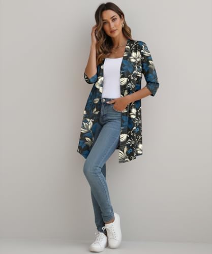 Image of YSYOKOW Lightweight Cardigans for Women 3 /4 Sleeve Long Open Front | Cardigan sweaters for women lightweight, summer cardigans for women lightweight, long cardigans for women trendy, dressy