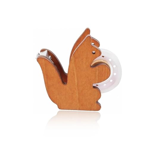 LINTRA Dérouleur Ruban, Écureuil Devidoir Ruban, Distributeur Ruban Vintage en Bois, avec Ruban Transparent, pour Largeur de Ruban 23 mm