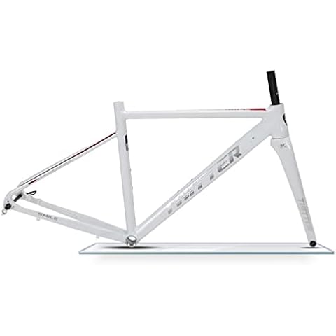 YOJOLO 700C Road Bike Frame Disc Brake Bicycle Frame BSA68 Aluminum Alloy Frame 46/48/50/52 CM Thru Axle 12X100mm/12X142mm,With Carbon Fork (Color : White, Size : 52CM) Cover