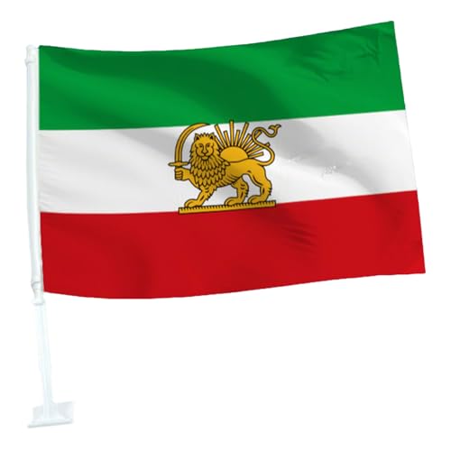 Lot de 3 drapeaux à main en bâton de l'ancien Iran, 33 x 43,2 cm vieux drapeau historique du lion et du soleil d'Iran pour voitures, drapeaux à main de la révolution iranienne pour décor de défilés