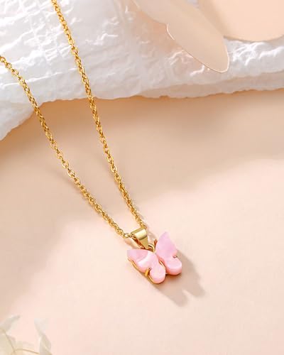 Beautiful Pink Butterfly Necklace, Birthday Graduation Gifts for Daughter Granddaughter Niece4