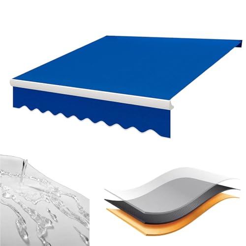 Hochwertiger Markisen-Ersatzstoff, anthrazitfarbenes Material für einziehbare Terrassenmarkisen, Rahmen nicht im Lieferumfang enthalten, erhältlich in Schwarz/Grau/Blau/Braun, 2/3/4/5 m (Blau 4 x 1,5