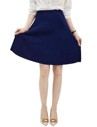 Women's Winter Skirt 100 Percent Merino Wool Knit High Waist Ribbed Knitted Skirts