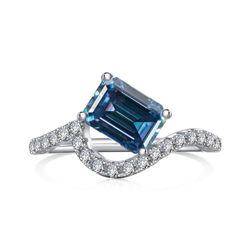 Bague moissanite 2 carats argent S925, cadeau idéal pour femme