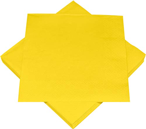 HEKU 30241-10 : Lot de 100 serviettes en papier monochromes triple épaisseur, 33 x 33 cm, jaune