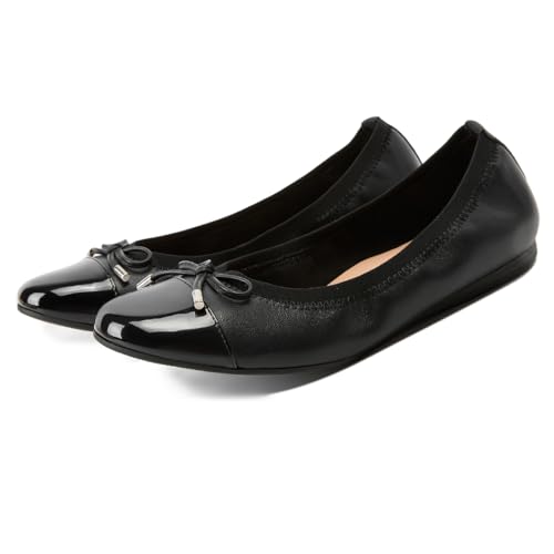 Women's Flat Black Round Toe Business Casuals Shoes Bow-Decorated Low Heels Dress Shoes for Women