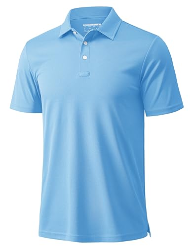 MAGCOMSEN Men's Polo Shirts 3 Buttons Casual Work T Shirts Quick Dry Short Sleeve Golf Shirt Pique Jersey Outdoor Performance