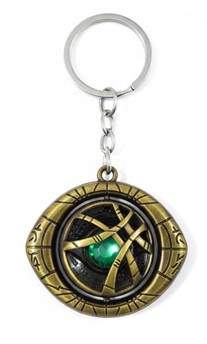 Image of Doctor Strange Eye Of Agamotto Marvel Keychains Rotating Keychain (Dr Strange Revolving Green Stone)