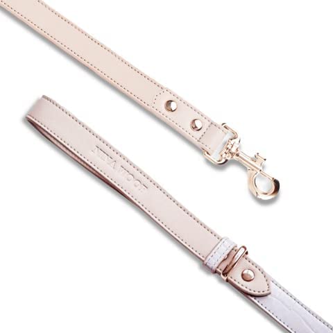 NINA WOOF Milan Leather Dog Leash - Padded Luxury Lead for Large & Medium Dogs, 4ft Lilac, Lillac, 4'