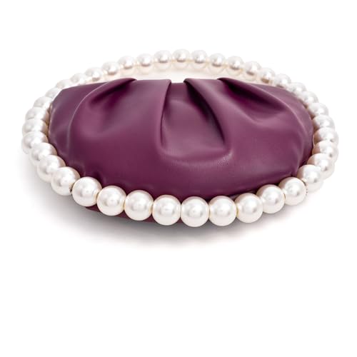 Image of CARIEDO Pearl Soft Face Pleated Handbag Advanced Evening Bag Party Prom Bride Purse Phone Clutch Purse