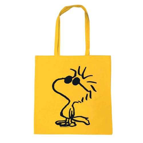 Logoshirt Peanuts Woodstock mit Sonnenbrille – Gelbe Baumwolltasche, Stoffbeutel, Einkaufstasche – Lizenziertes Originaldesign