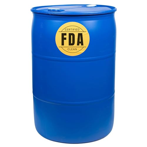 55 Gallon Blue Tight Head Plastic Drum, BPA Free, UN Rated, 2' NPT & 2' Buttress Fittings