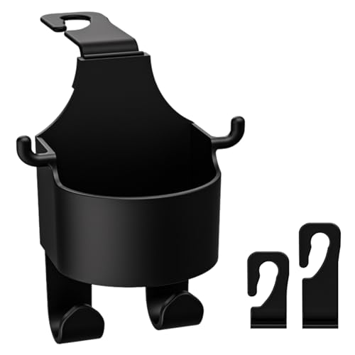 Voyyphixa Cute Multifunctional Hook for Car Seat Back, Portable Organizer Holder Hooks for Cup Holder Car Back Hanging Mount for Purse Coats Umbrellas 2 in 1 Car Hook & Backseat Cup Holder (1Pcs)