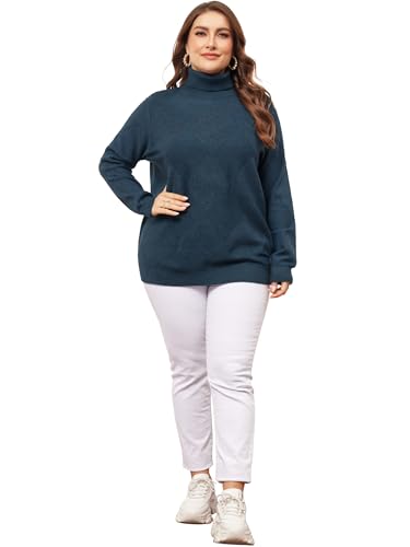 Image of Agnes Orinda Plus Size Pullover Sweaters for Women Lightweight Long Sleeve Turtleneck Novelty Sweater