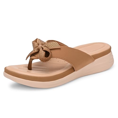 Image of Centrino Women's Sandals | Stylish Slip-On Sandals for Ladies | Durable Soft Cushioned Footbed for Comfort | Elegant & Trendy Design | Lightweight Daily And Casual Use Flip Flops (9343)