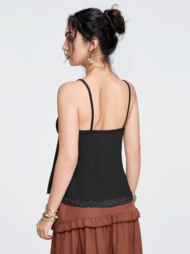 SHENHE Women's Lace Babydoll Tank Top Sexy Sleeveless Flare Flowy Gothic Peplum Tops3