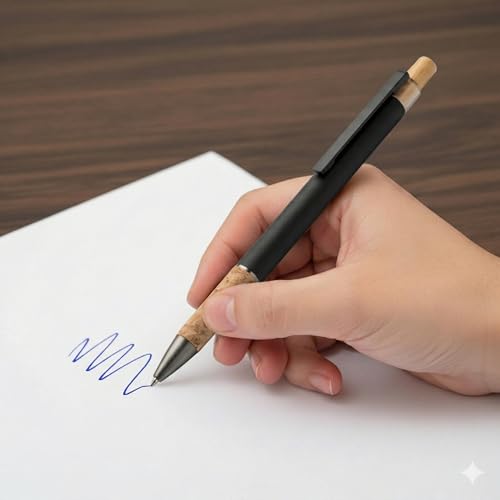 Image of Kajri Gifts Personalized Pen with Name Engraved Wooden Gift Box Best for Gifting, Corporate Gift, Doctor, Advocate, Boss, Employee, Teacher (Cork Black)