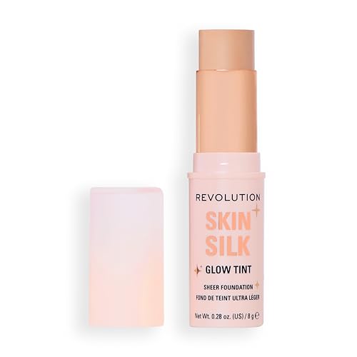 Revolution Skin Silk Glow Tint Transparenter Foundation Stick – Für Strahlende Haut, Kaschiert Unreinheiten & Glättet Feine Linien, Farbton Fair Neutral Cool, 8g