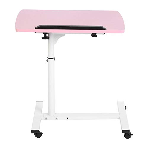 Yctze ベッドとソファ用のホイール付きのポータブル多機能取り外し可能なラップトップデスク - 白 (ピンク)