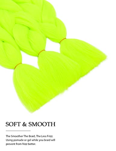Yamel Braiding Hair Extension,Kanekalon Braiding Hair for Braiding Crochet Twist Box Braids Hair 24Inch 3pcs Greenish Yellow Jumbo Braiding Hair - Image 4