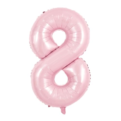 Image of TONIFUL 40 Inch Pastel Pink Number Balloon Balloon Big Pink Digital Balloon for Girl's Birthday Party Wedding Bridal Shower Engagement Anniversary Photo Shoot Supplies(Number 8)