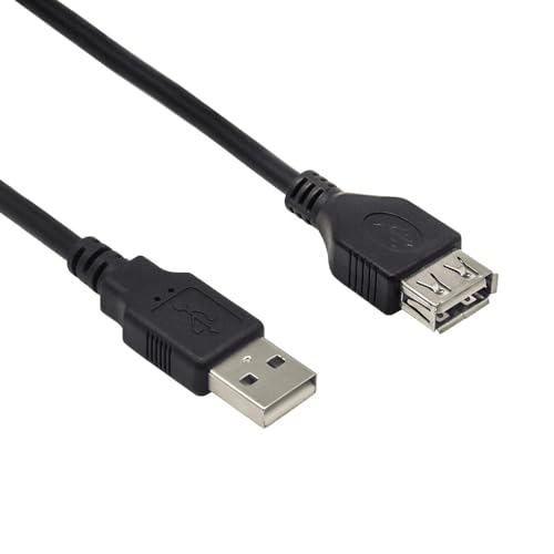 CABLEPELADO Cable Alargador USB 2.0, Cable Extensor USB Tipo A Macho a Hembra, Velocidad hasta 480 Mbit/s, Impresora,Ratón,Teclado,Pendrive,Mando de PS, Disco Externo, PC, Negro, 1 Metro