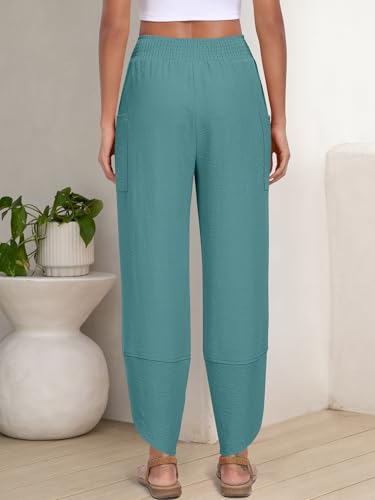 Image of ANRABESS Womens Wide Leg Palazzo Capri Pants 2026 Summer Casual High Waisted Barrel Lounge Flowy Cropped Beach Work Trousers