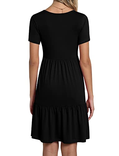 Image of TAOHUADAO 2026 Summer Dresses for Women Short Sleeve Ruffle Casual Sundress with Pockets