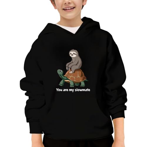 Funny Turtle Sloth You Are My Slowmate Hoodies for Teen Girls Boys Lightweight Kangaroo Pocket Sweatshirt