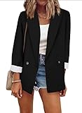 GOSOPIN Damen Blazer Business Sakkos Anzüge elegant Damen Jacke Mittlere Länge Office Suit Slim Trenchcoat Kurz Mantel Arbeitskleidung für Geschäft und Büro Black XL