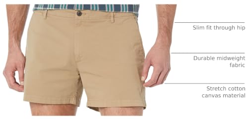 Image of Amazon Essentials Men's Slim-Fit 5 inch Flat-Front Comfort Stretch Khaki Chino Shorts with Elastic Waistband