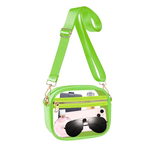 Image of Fibrdoo Clear Bag Stadium Approved, Leather Clear Crossbody Purse Bag for Concerts Sports Events Festivals