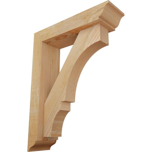 Ekena Millwork BKT0402X14X18BOA01RDF Balboa Traditional Rough Sawn Bracket w/Offset Brace, 14"D x 18"H, Douglas Fir