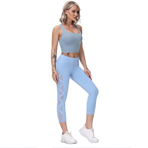 Image of romansong Strappy Yoga Sports Bras for Women Padded Criss-Cross Back Tank Tops