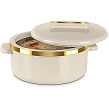 MILTON Curve 1500 Inner Stainless Steel Casserole, 1300 ml, Ivory | BPA Free | Food Grade | Easy to Carry | Easy to Store | Chapati | Roti | Curd Maker