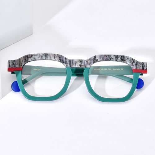 Image of HEPIDEM Multicolor Acetate Glasses Frame Women,Oversize Round Optical Eyeglasses