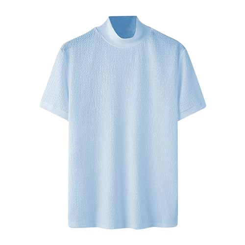 Uillui Short Sleeve Shirts Mens Mock Turtleneck Sweater Slim Fit Undershirt Casual Basic Tops Ribbed Knit Pullover Solid Tee3