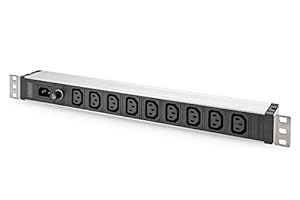 DIGITUS 1U Aluminum PDU, rackmountable, 9 x C13 10A, 230VAC, 50/60Hz, IEC C14 inlet, 10 A Fuse