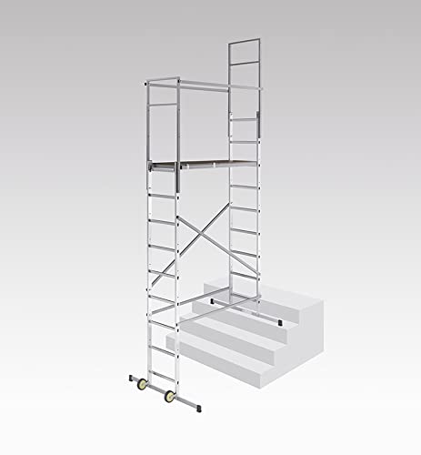Echafaudage roulant d'escalier intérieur et extérieur 2,5m/4,5m en aluminium Hailo HobbyStep H5