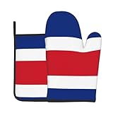 QWVBN Flagge von Costa Rica Küche Backset (hitzebeständige Handschuhe + Untersetzer), leicht zu reinigen, ideal zum Backen und Kochen